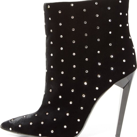 SAINT LAURENT BOOTS FREJA CRYSTAL STUDDED VELVET ANKLE BOOTIES sz 36.5 6.5 US - Picture 15 of 15